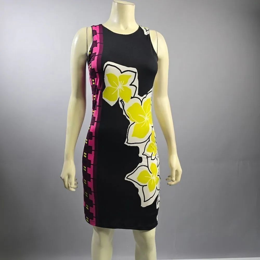 Analili Black and Yellow Sheath Mini Dress R7